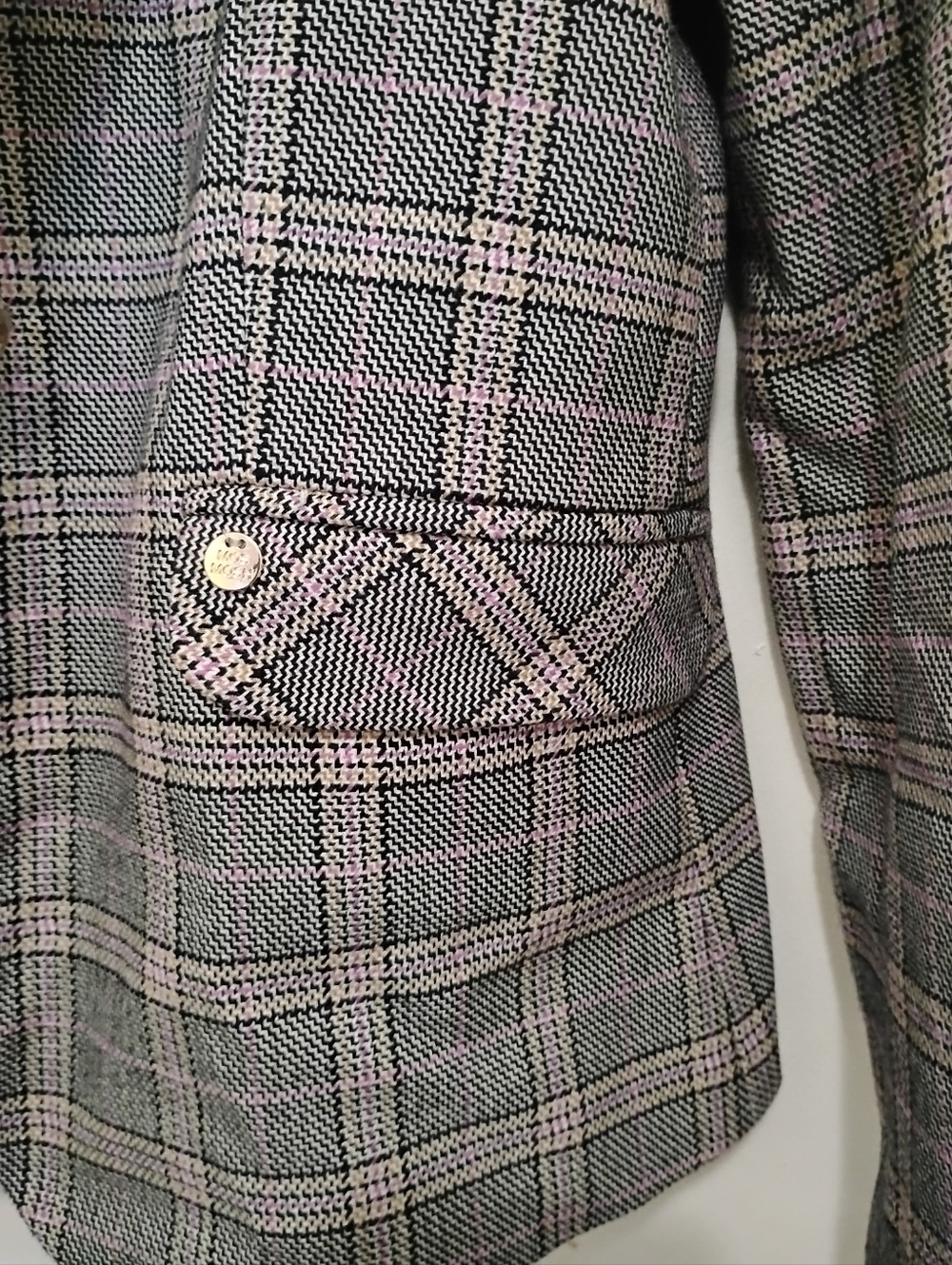 MOS MOSH Blake Ezra Plaid Blazer Size 34 Tailored Pink And Gray Jacket - Picture 4 of 10